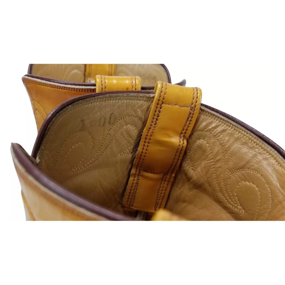 Rios of Mercedes Marbled Yellow Handmade Western Cowboy Boots Vintage Women 6 A - Picture 8 of 10